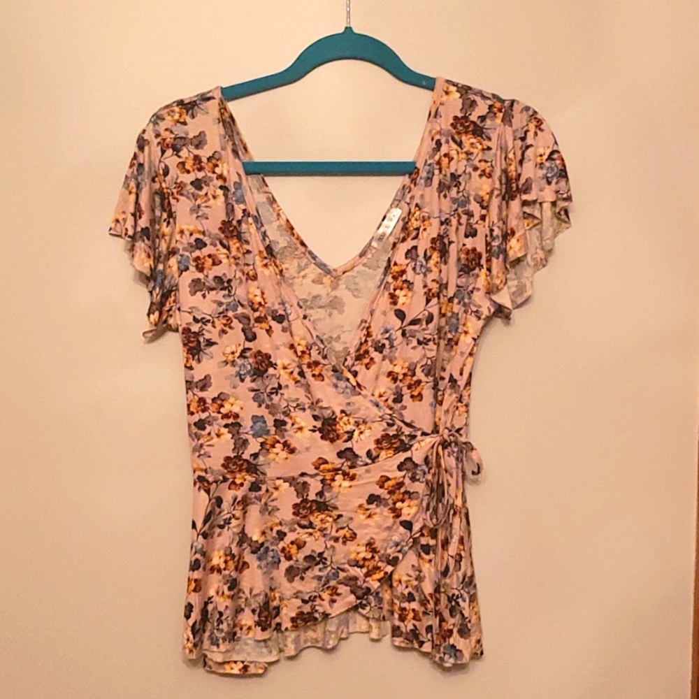 Fall  floral wrap top